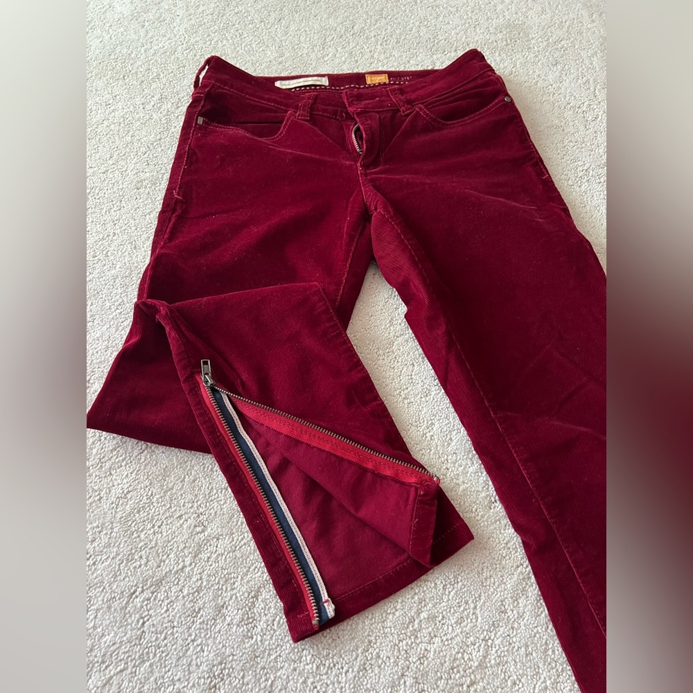 Pilcro and the Letterpress Women's Burgundy Corduroy Pants, Size 28 - Picture 12 of 15